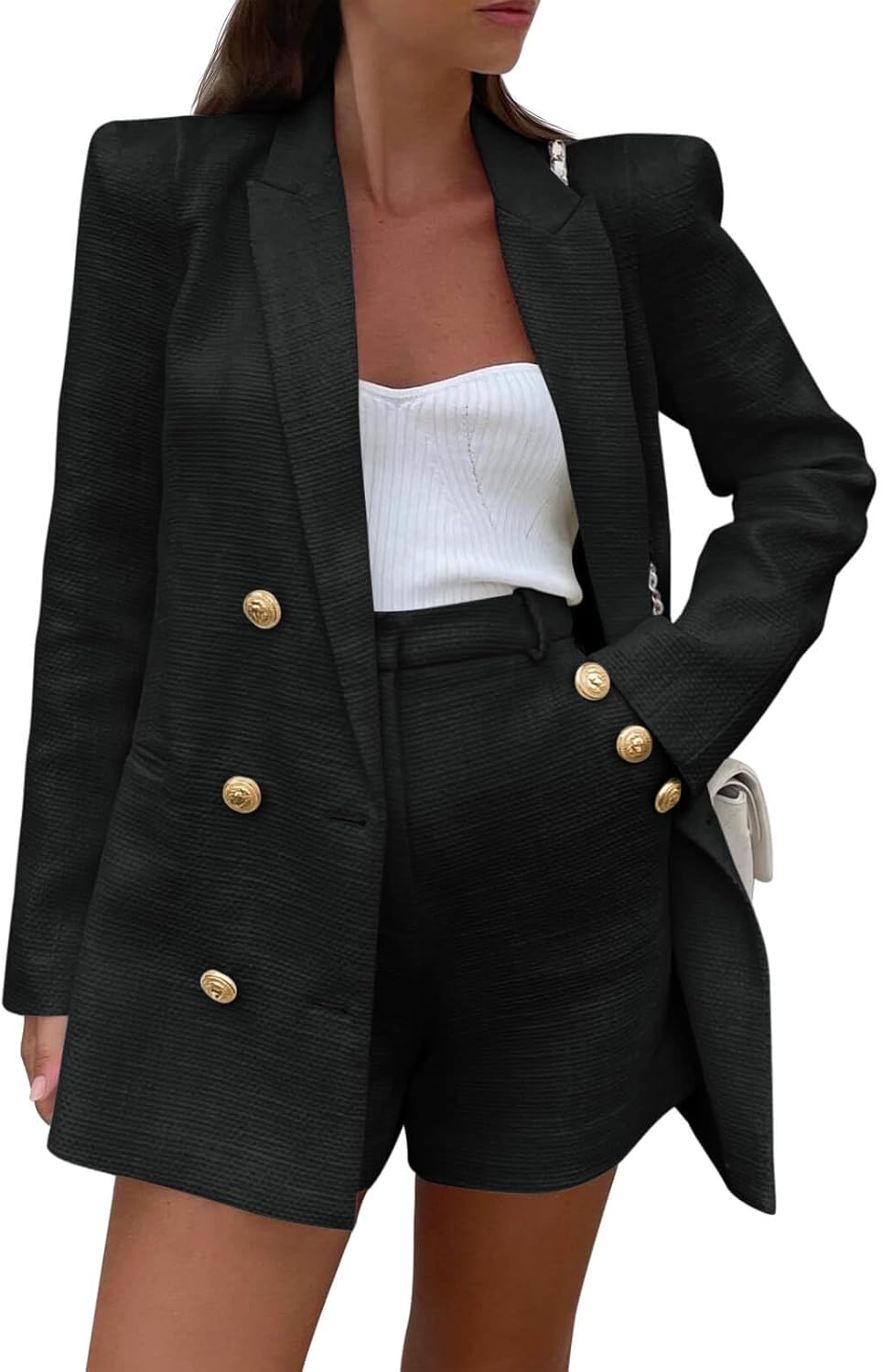 Women's 2-Piece Tweed Blazer & Shorts Set