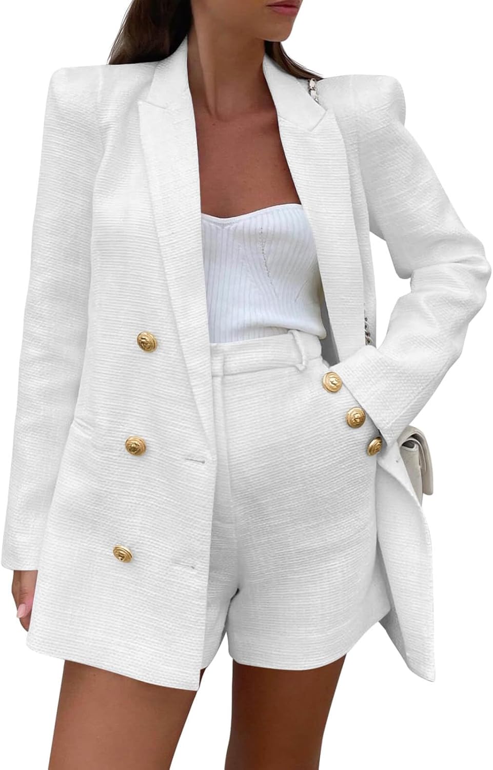 Women's 2-Piece Tweed Blazer & Shorts Set