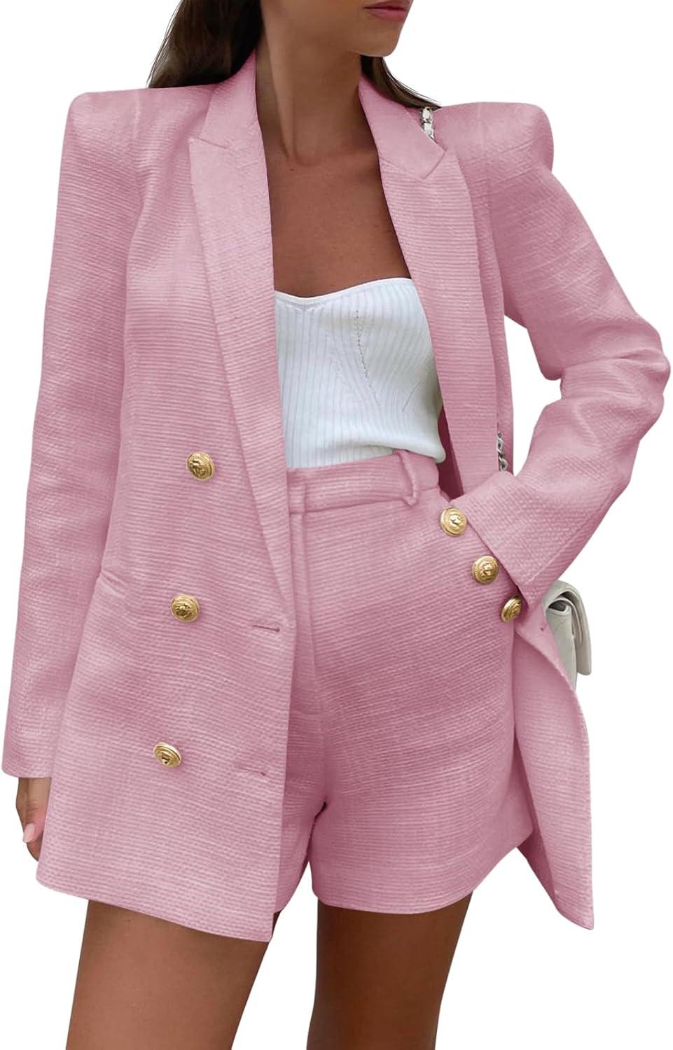 Women's 2-Piece Tweed Blazer & Shorts Set