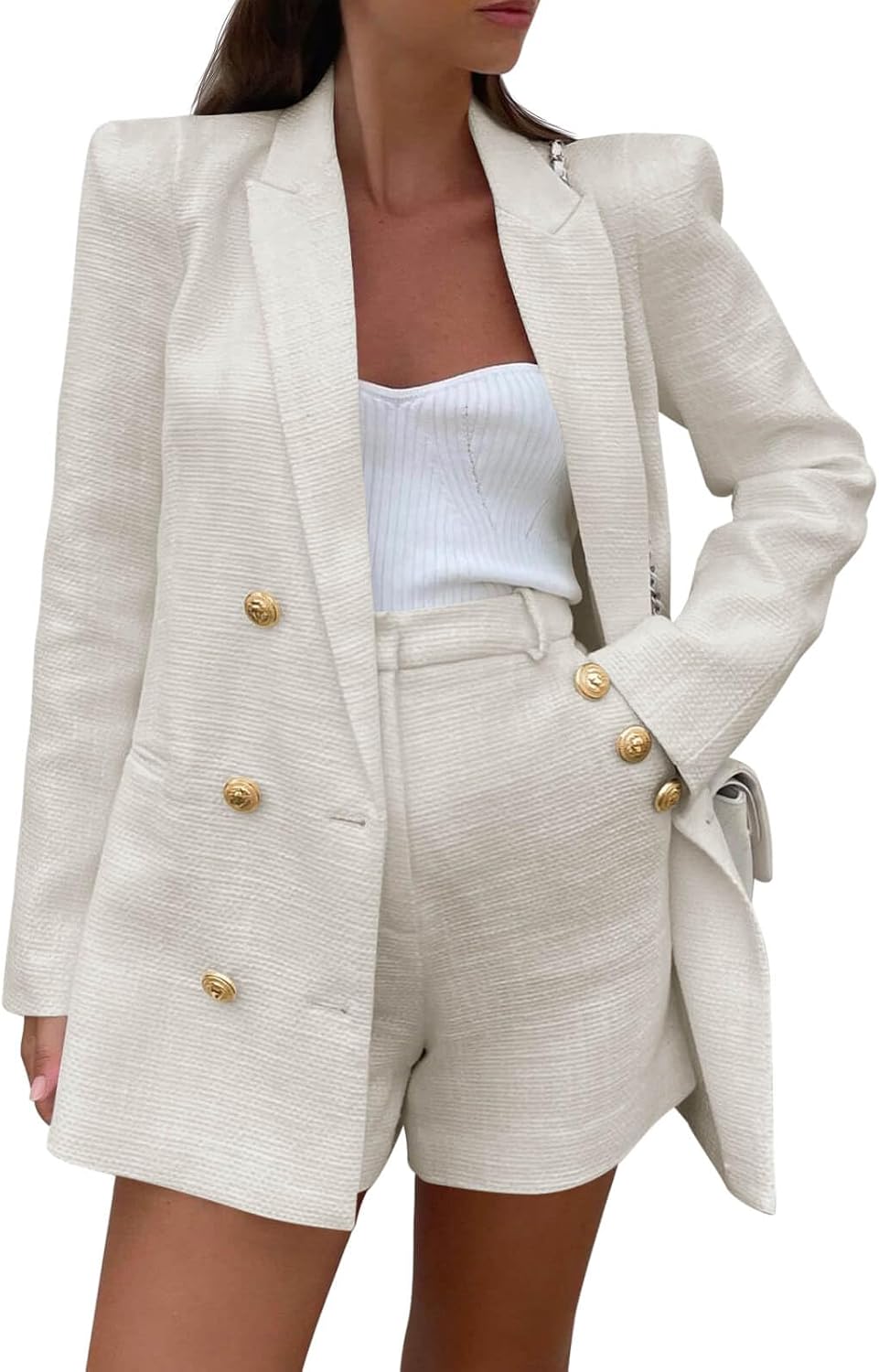 Women's 2-Piece Tweed Blazer & Shorts Set