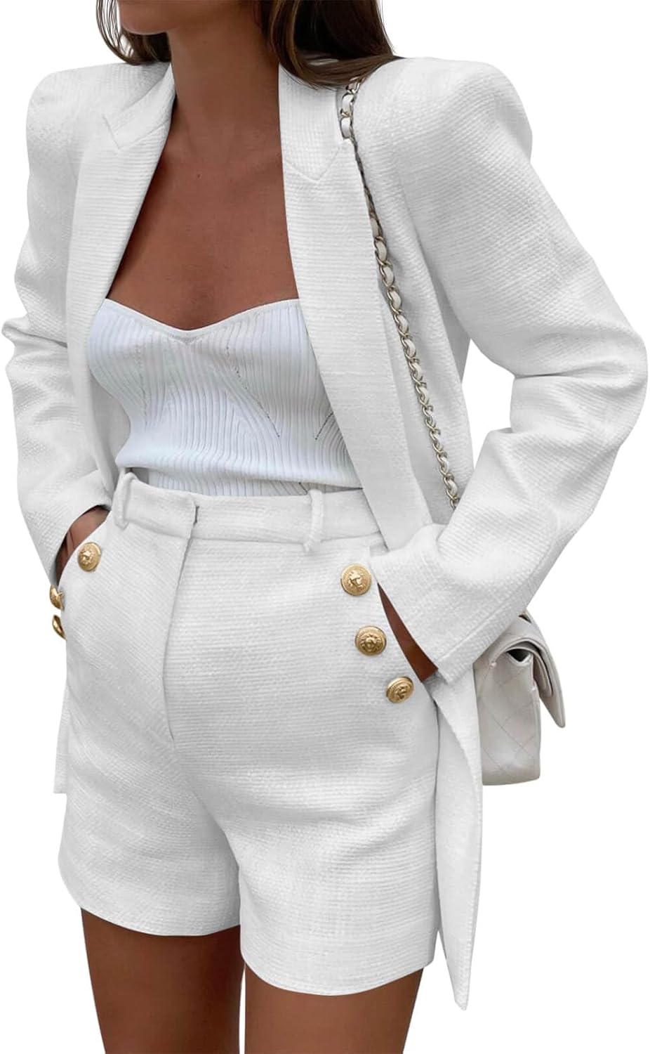 Women's 2-Piece Tweed Blazer & Shorts Set