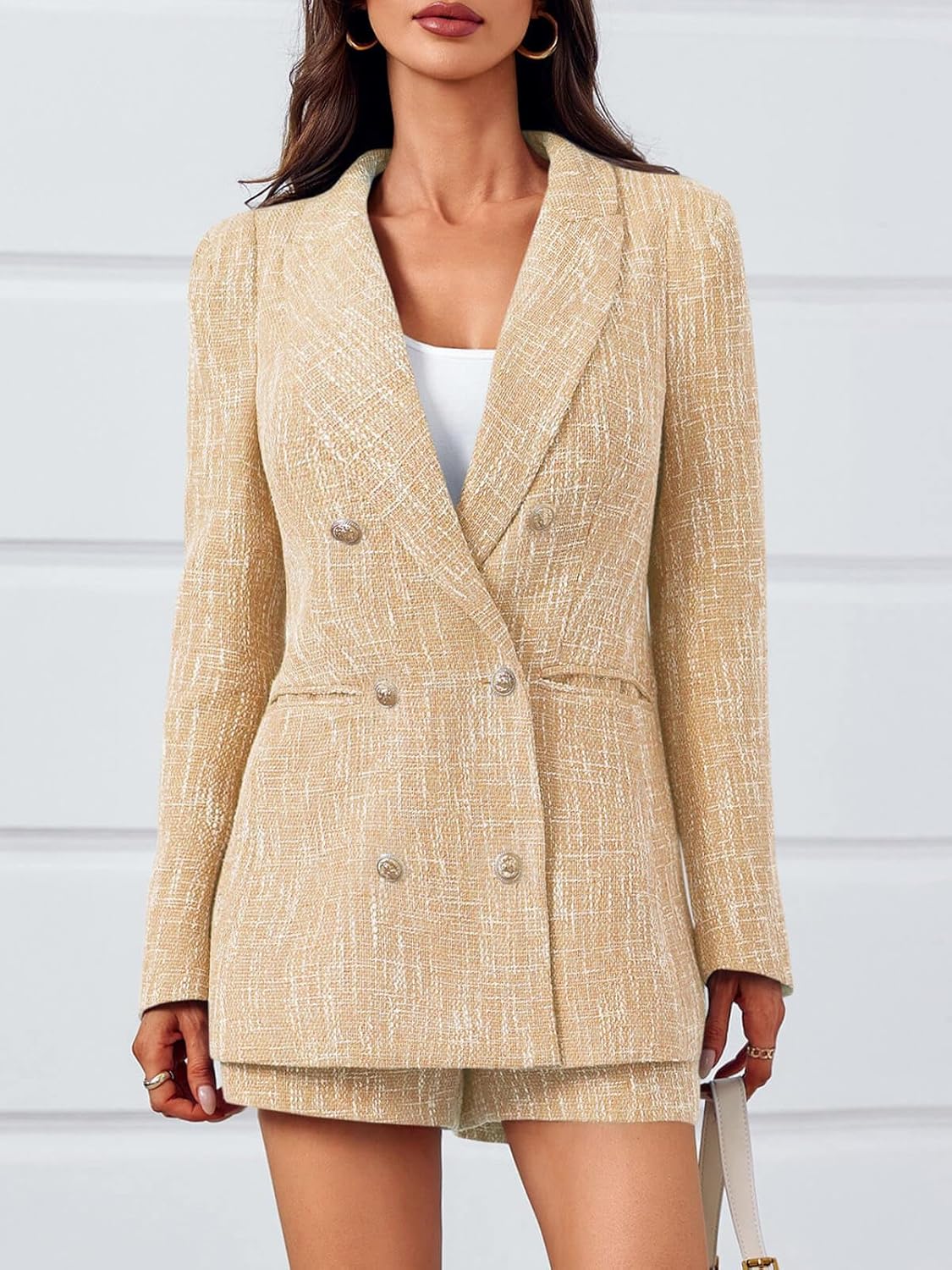 Women's 2-Piece Tweed Blazer & Shorts Set