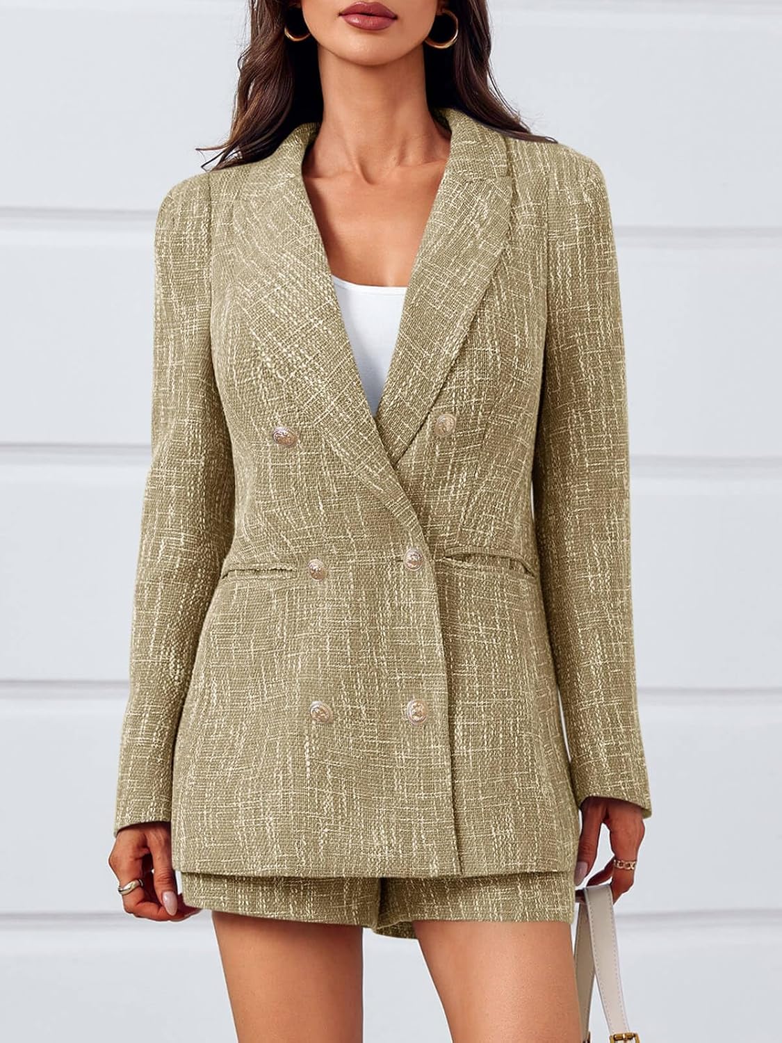 Women's 2-Piece Tweed Blazer & Shorts Set