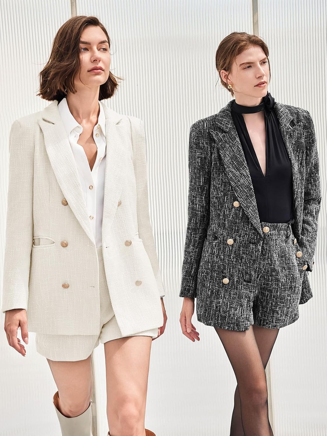 Women's 2-Piece Tweed Blazer & Shorts Set