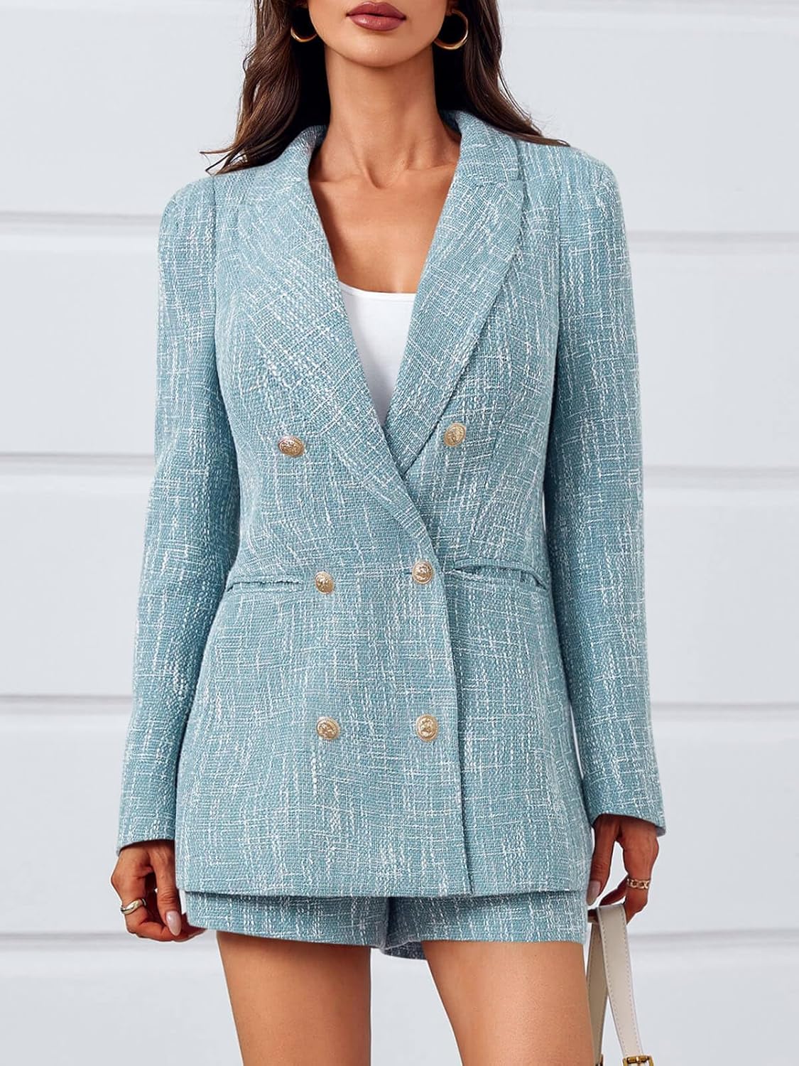 Women's 2-Piece Tweed Blazer & Shorts Set